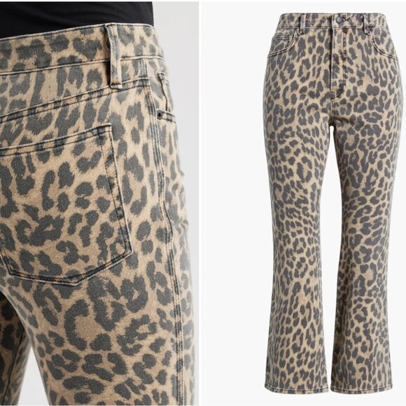 🐆✨ Good American Lucky Leopard Kick Flare Jeans • Size 10 • NWT - Picture 2 of 8
